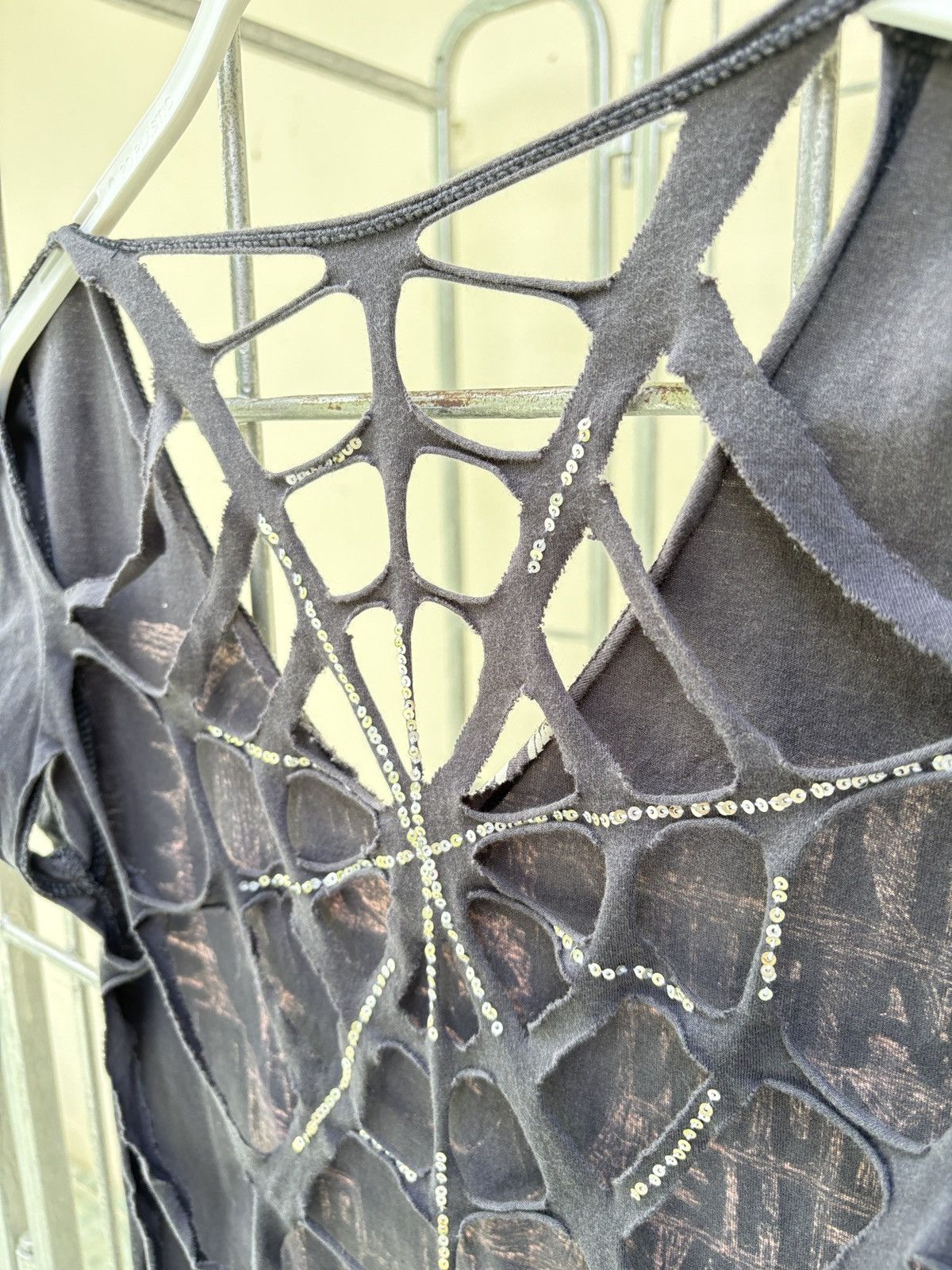 Japanese Brand RELIGION back spiderweb cutout grey tee Size S / US 4 / IT 40 - 8 Thumbnail