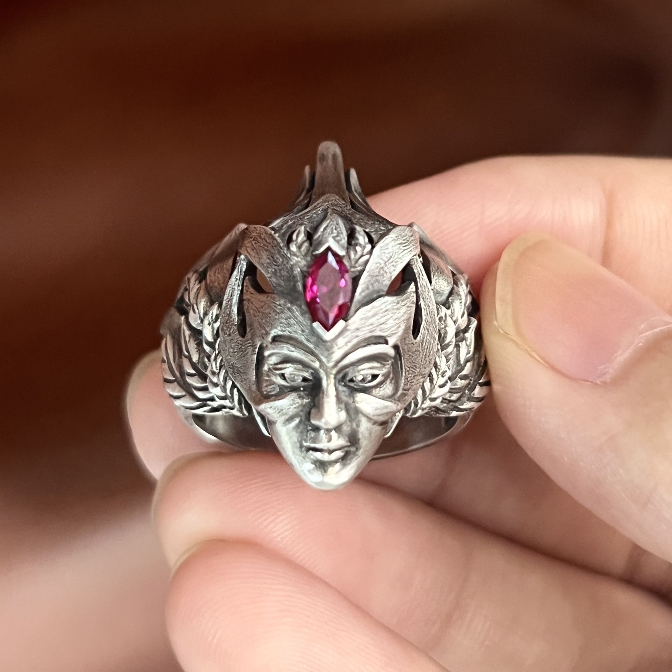 Jewelry SIZE 10 S925 Silver Wire Drawing Medusa Ring Size ONE SIZE - 1 Thumbnail