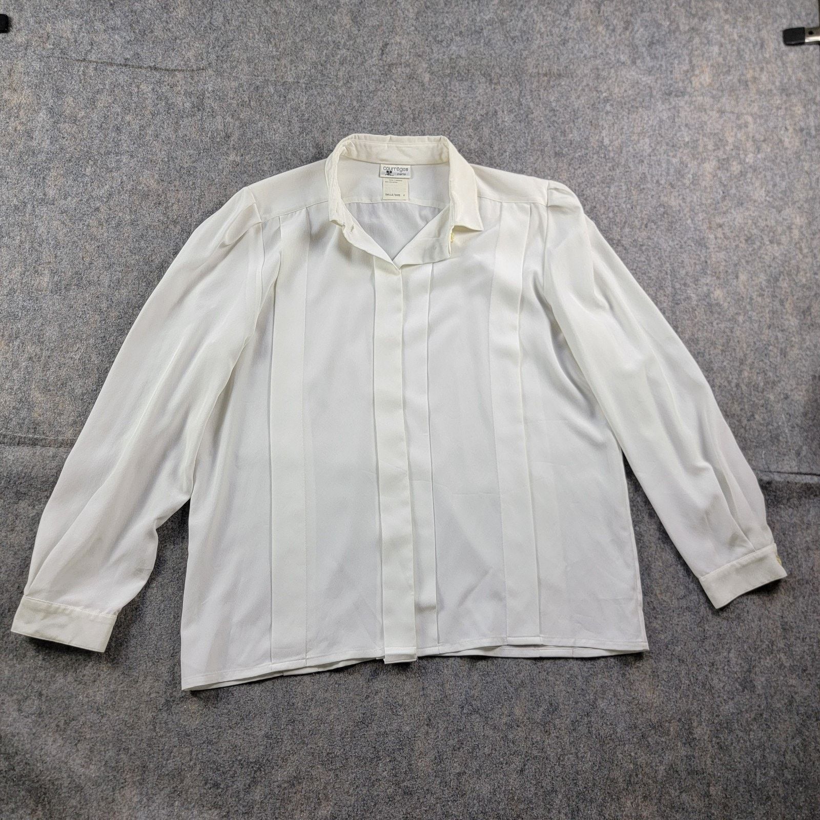Courreges Courreges Vintage Polyester Pleated Button Down Shirt France Size M / US 6-8 / IT 42-44 - 1 Thumbnail