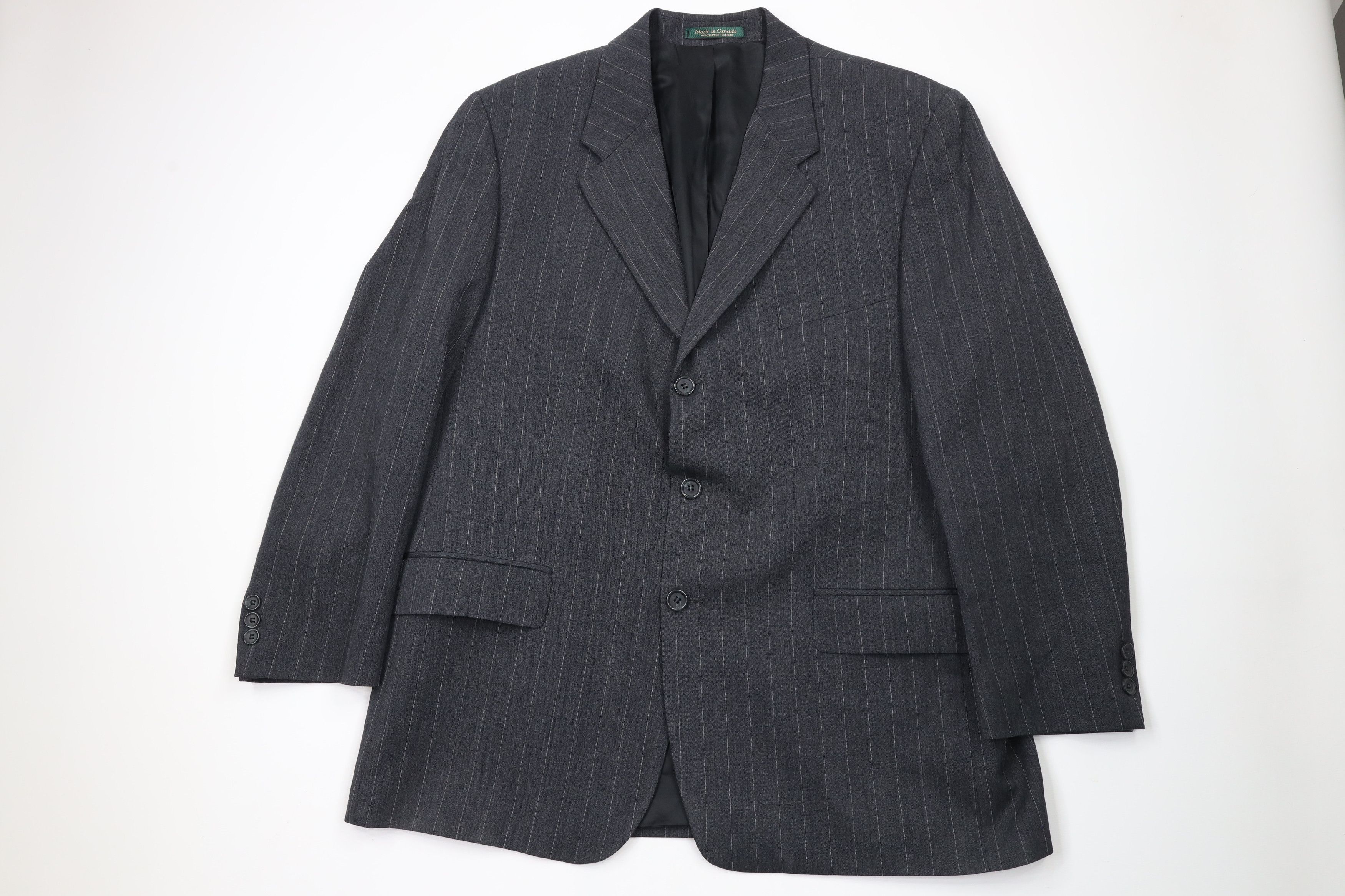 Vintage Vintage 90s Streetwear 2 Piece Striped Wool Suit Wedding Size 44R - 2 Thumbnail