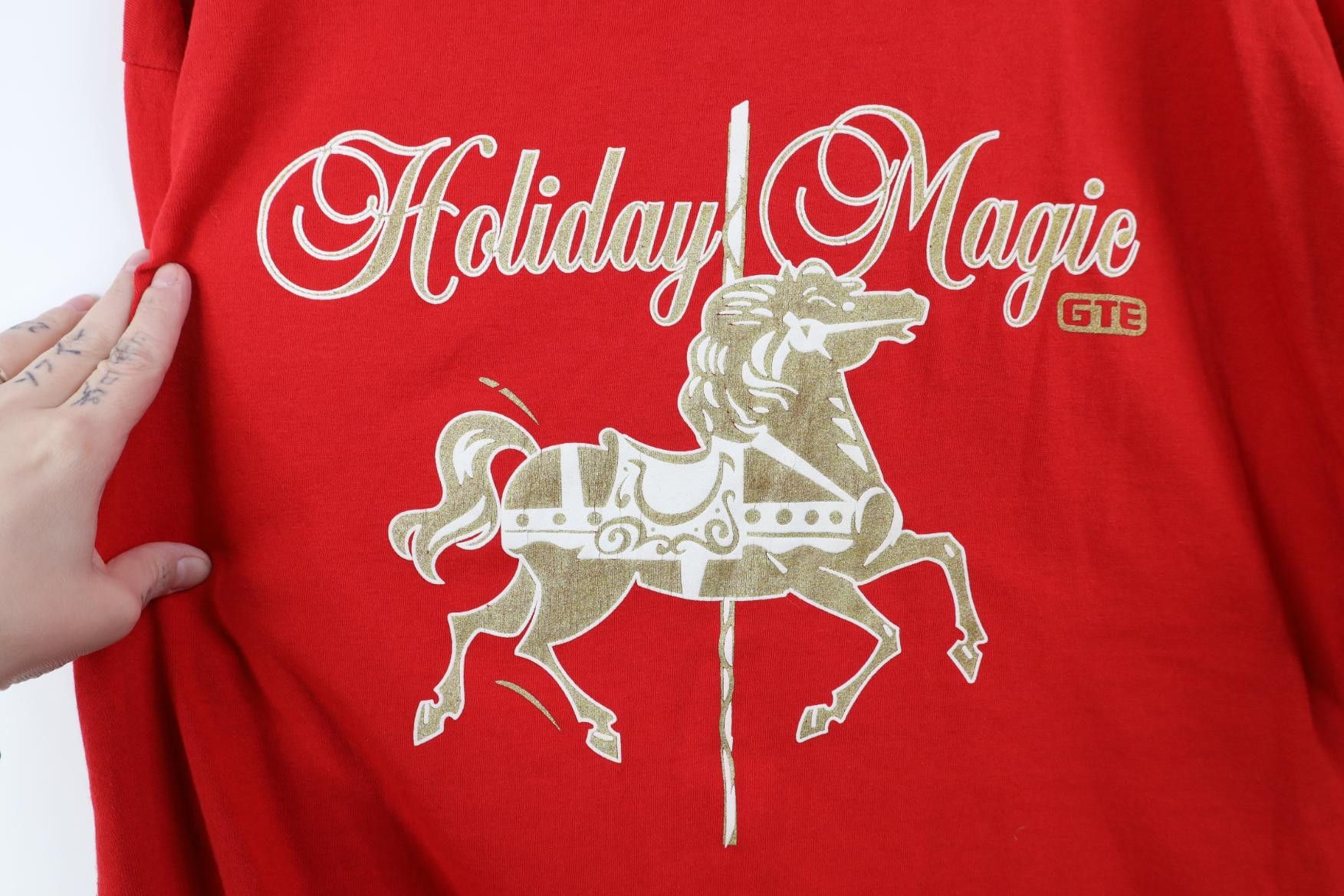 Vintage Vintage 90s Christmas Holiday Magic Merry Go Horse T-Shirt Size XL / US 12-14 / IT 48-50 - 4 Thumbnail