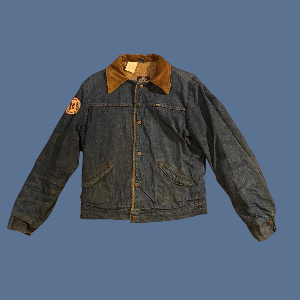 Vintage VINTAGE Blue Bell Maverick Denim Jacket Mens 36 Blue Sherpa Lined Bowling 70s Jacket Size US XXS / EU 40 - 1 Thumbnail