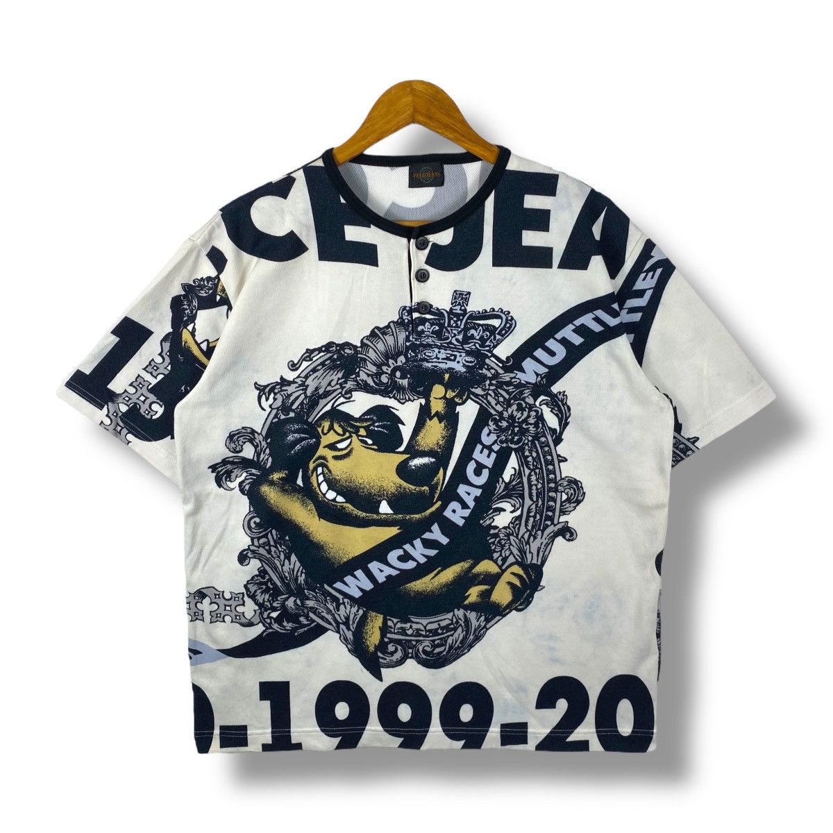 Japanese Brand Vintage 90's FICCE JEANS Wacky Races Muttley Cartoon Tee Size US XL / EU 56 / 4 - 1 Thumbnail