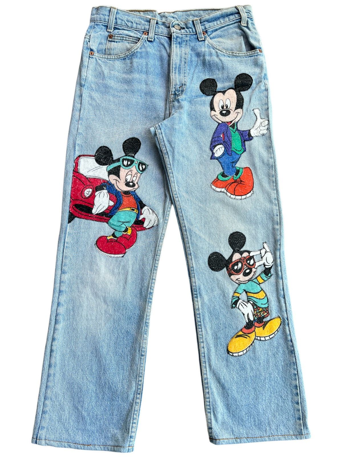Levi's Vintage Clothing × Too Cute Guetta Bros. 🔥Vtg 90s Levis Too Cute Micky Mouse Patches Distressed Jeans Size US 31 - 3 Thumbnail