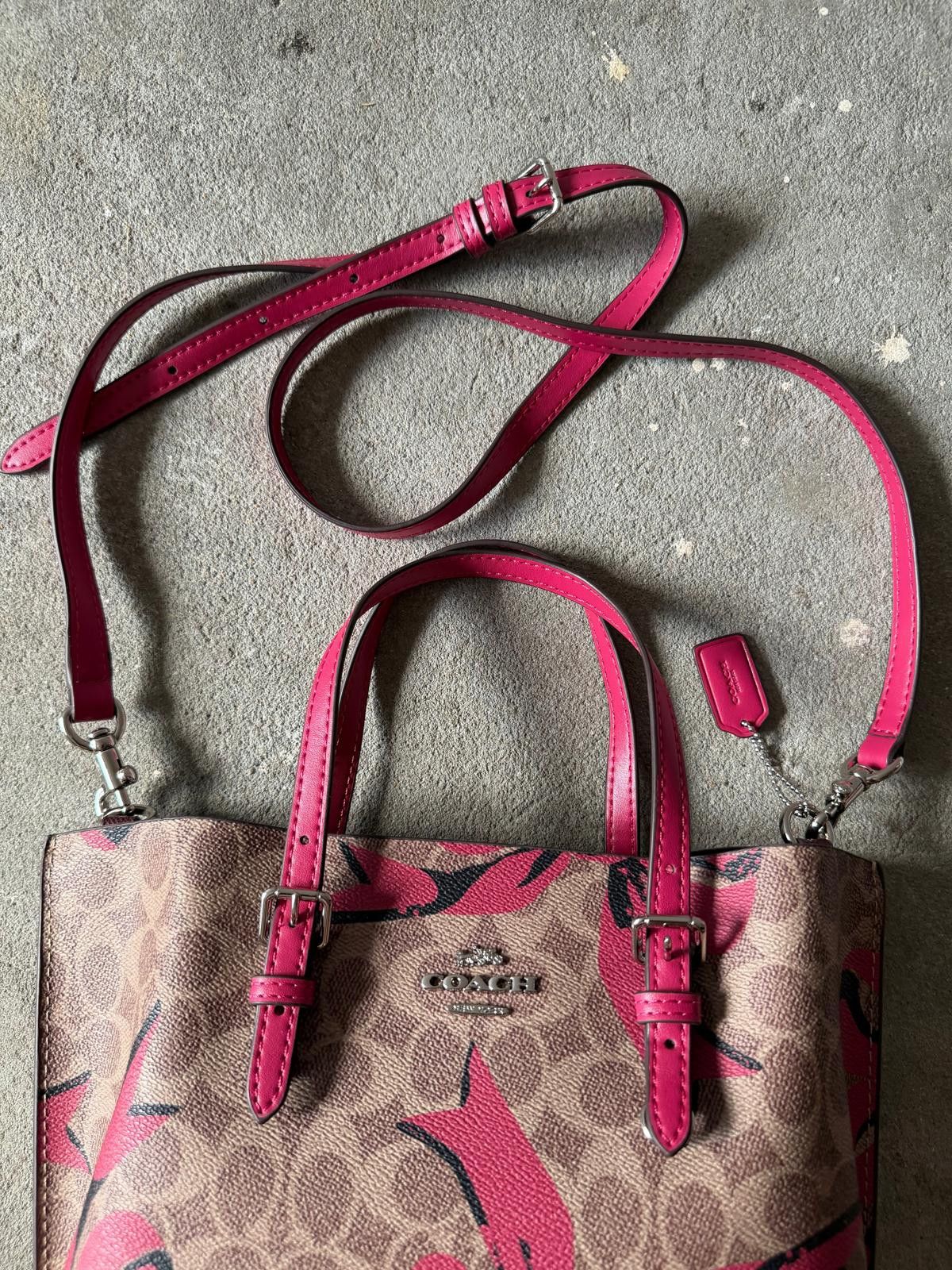 Coach Coach 2Way Signature Mollie 25 Ribbon Tote Bag Beige/Pink Size ONE SIZE - 3 Thumbnail