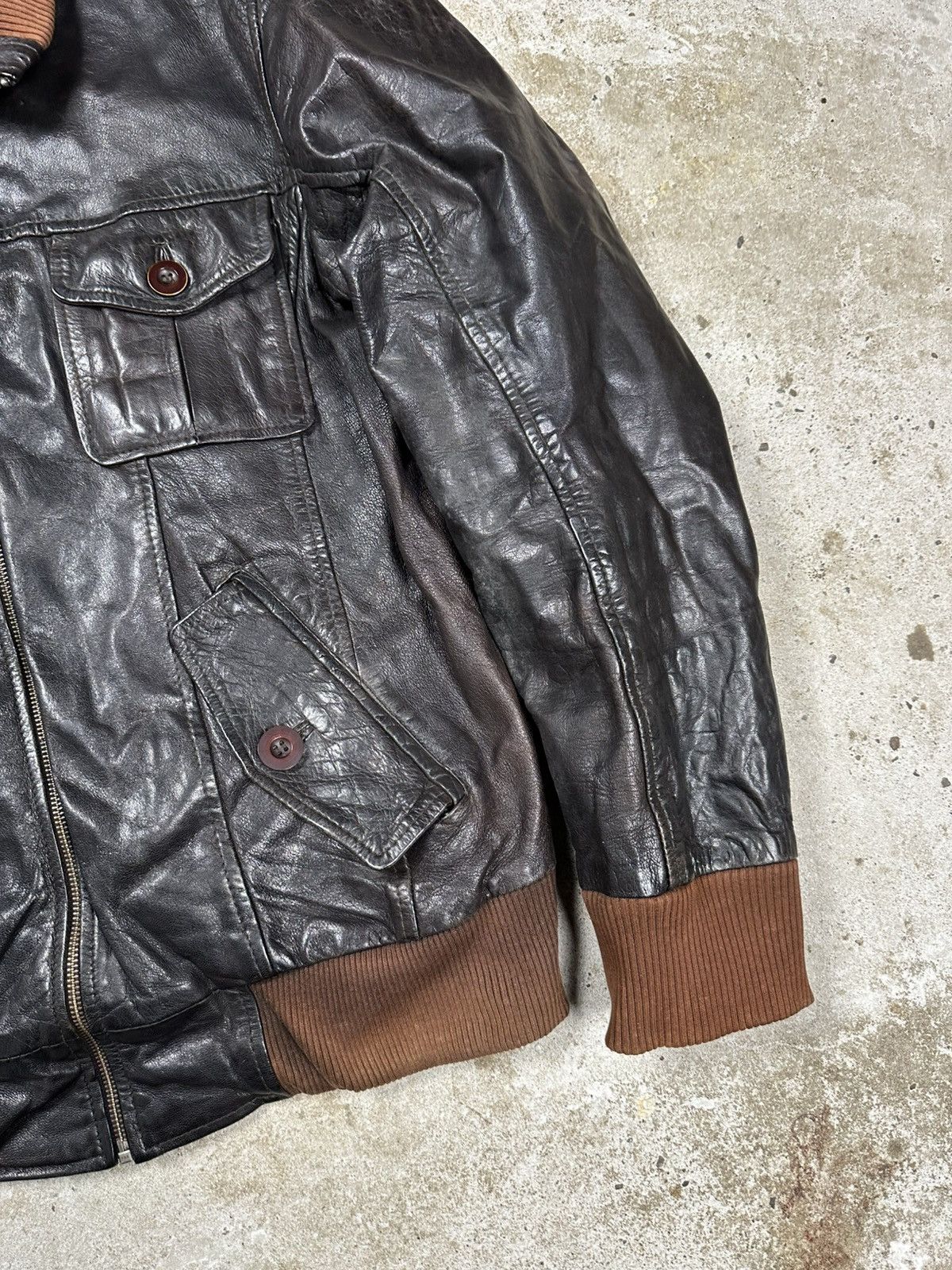 Vintage Vintage Y2K Utility Leather Black Bomber Flyers Jacket Size US L / EU 52-54 / 3 - 4 Thumbnail