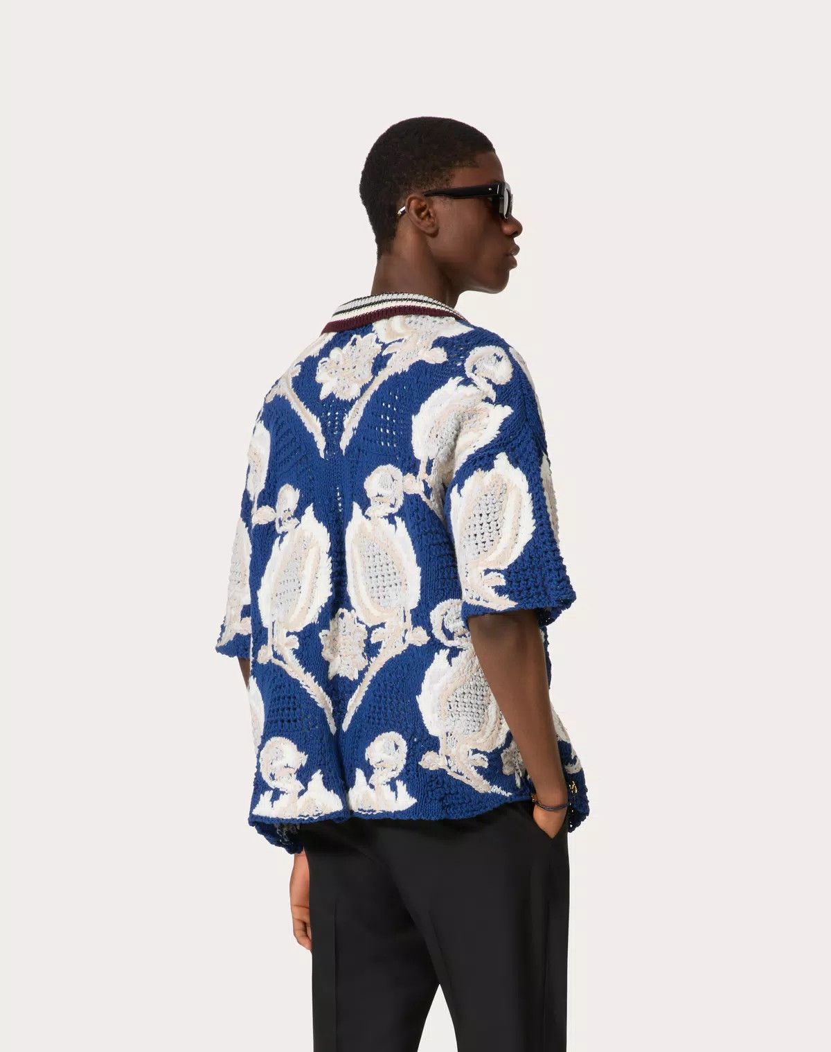 Valentino oc11z0725 Cotton Bowling Shirt in Navy Blue/White Size US S / EU 44-46 / 1 - 6 Thumbnail