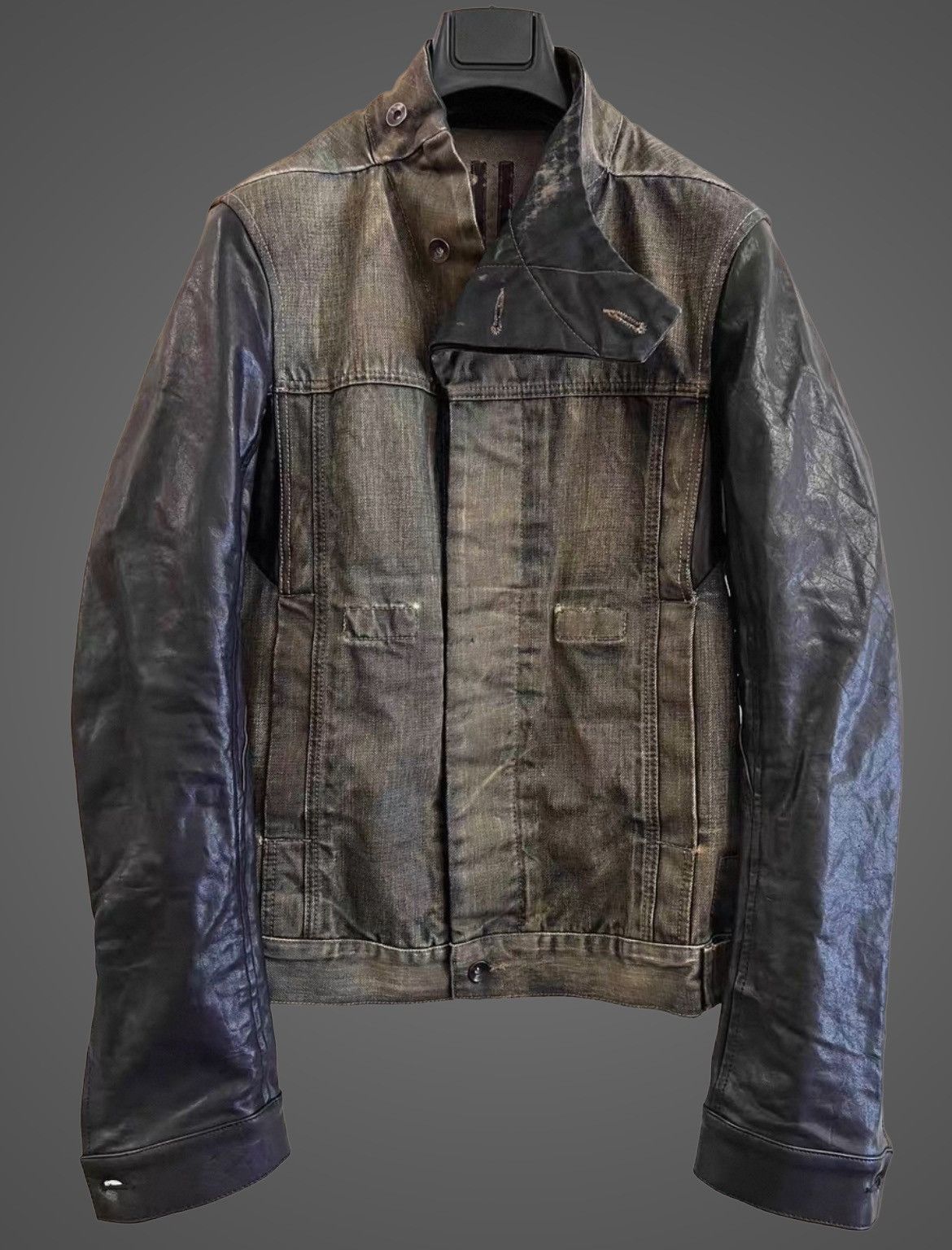 Rick Owens Rick Owens Dark Dust Hybrid Leather Slave Jacket from SS10 Size US S / EU 44-46 / 1 - 5 Thumbnail