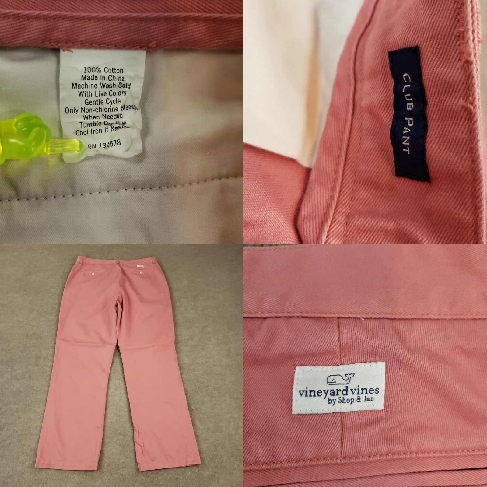 Vineyard Vines Vineyard Vines Pink Chino Pants Mens 36x32 Straight Leg Cotton Size US 36 / EU 52 - 8 Thumbnail