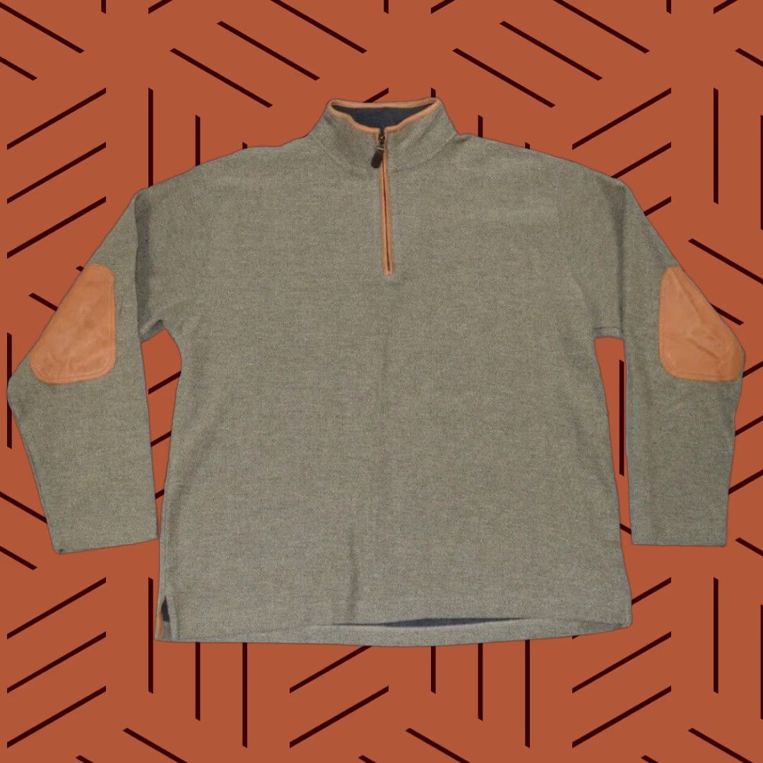 Orvis Orvis Sweater Mens L Olive Tweed Quarter Zip Leather Patch Size US L / EU 52-54 / 3 - 1 Thumbnail
