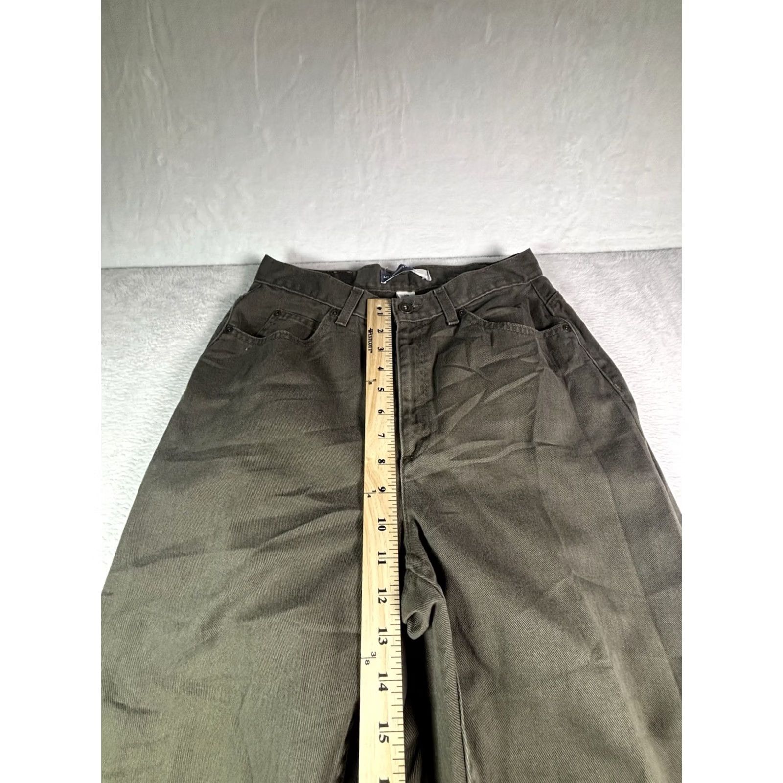 Liz Claiborne VINTAGE Liz Claiborne Lizwear Classic Fit Womens Jeans Tapered Olive Green Cotton 10R Denim High Rise 5-Pocket Mens? Girls? Size 32" / US 10 / IT 46 - 3 Thumbnail