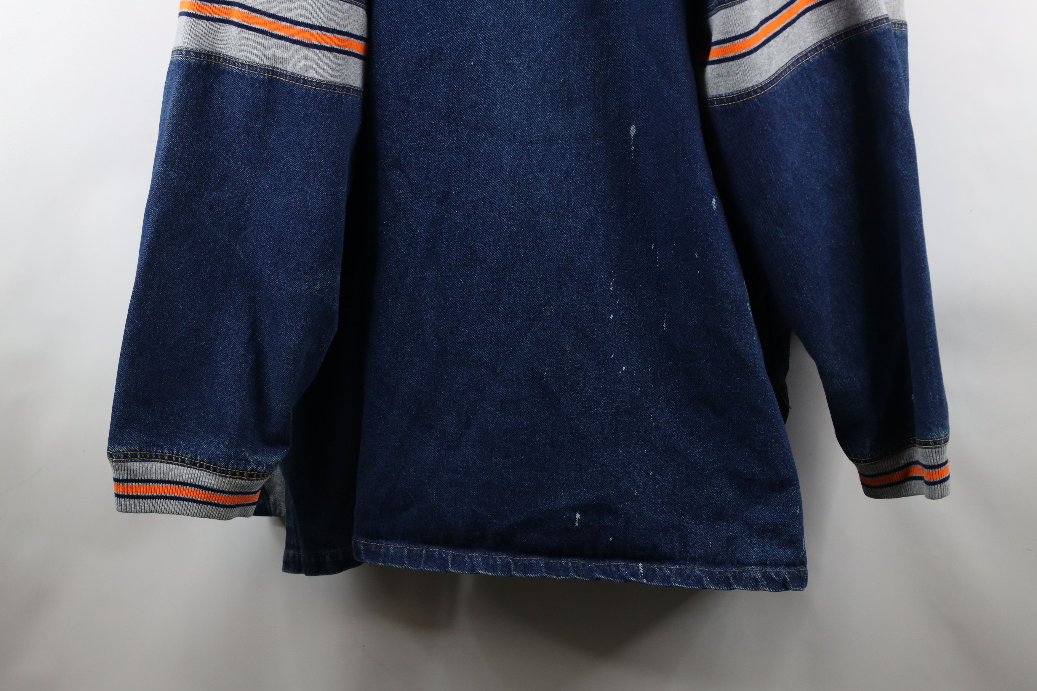 Vintage Vintage 90s Streetwear Half Zip Pullover Denim Jacket USA Size US XXL / EU 58 / 5 - 4 Thumbnail