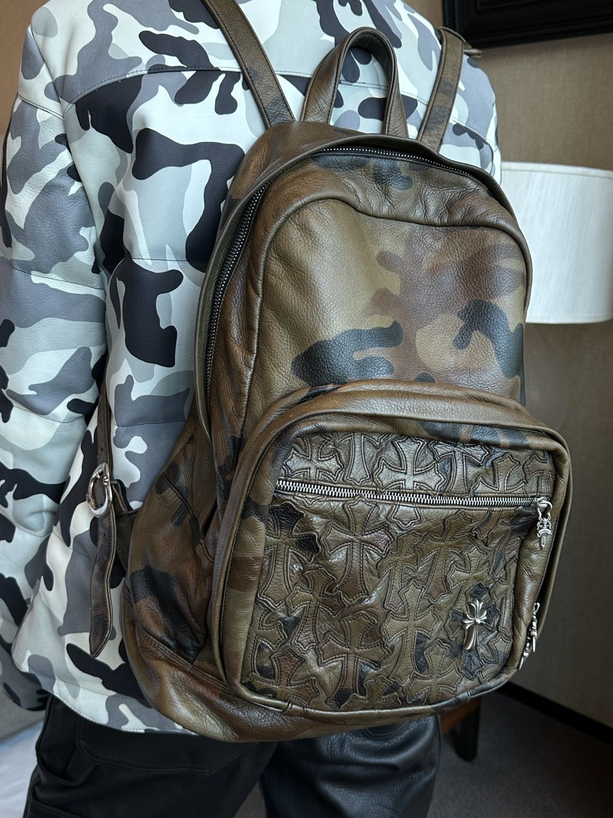 Chrome Hearts Chrome Hearts Seventh Grade Camo Leather Cross Backpack Size ONE SIZE - 1 Thumbnail