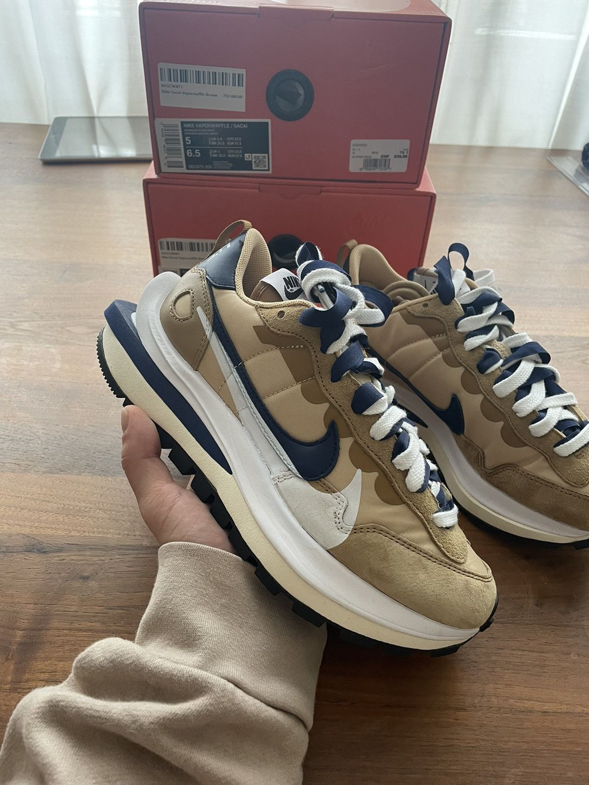 Nike × Sacai Nike x Sacai Vaporwaffle Beige Size US 7.5 / IT 37.5 - 1 Thumbnail