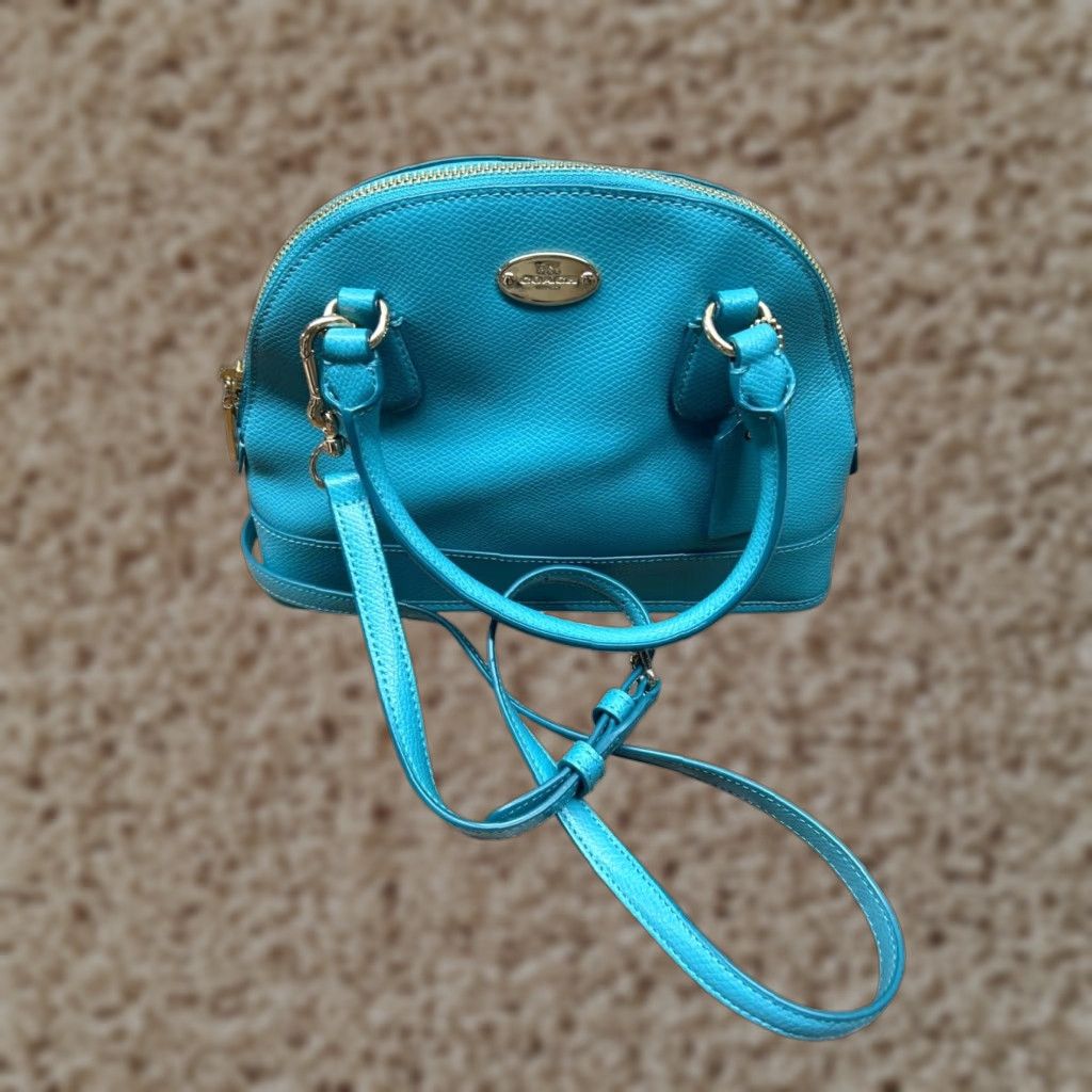 VINTAGE Coach Mini Crossbody Bag Leather Turquoise Women's Small