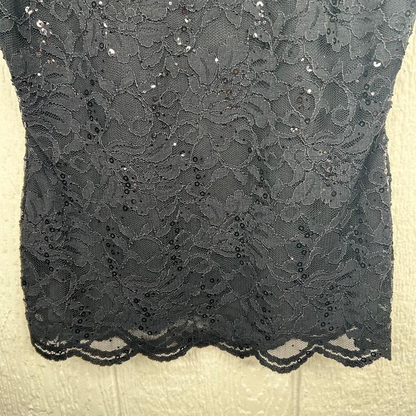 Boston Proper Vintage 90’s Black Sparkly Laced Halter Going Out Top Small Size S / US 4 / IT 40 - 8 Thumbnail