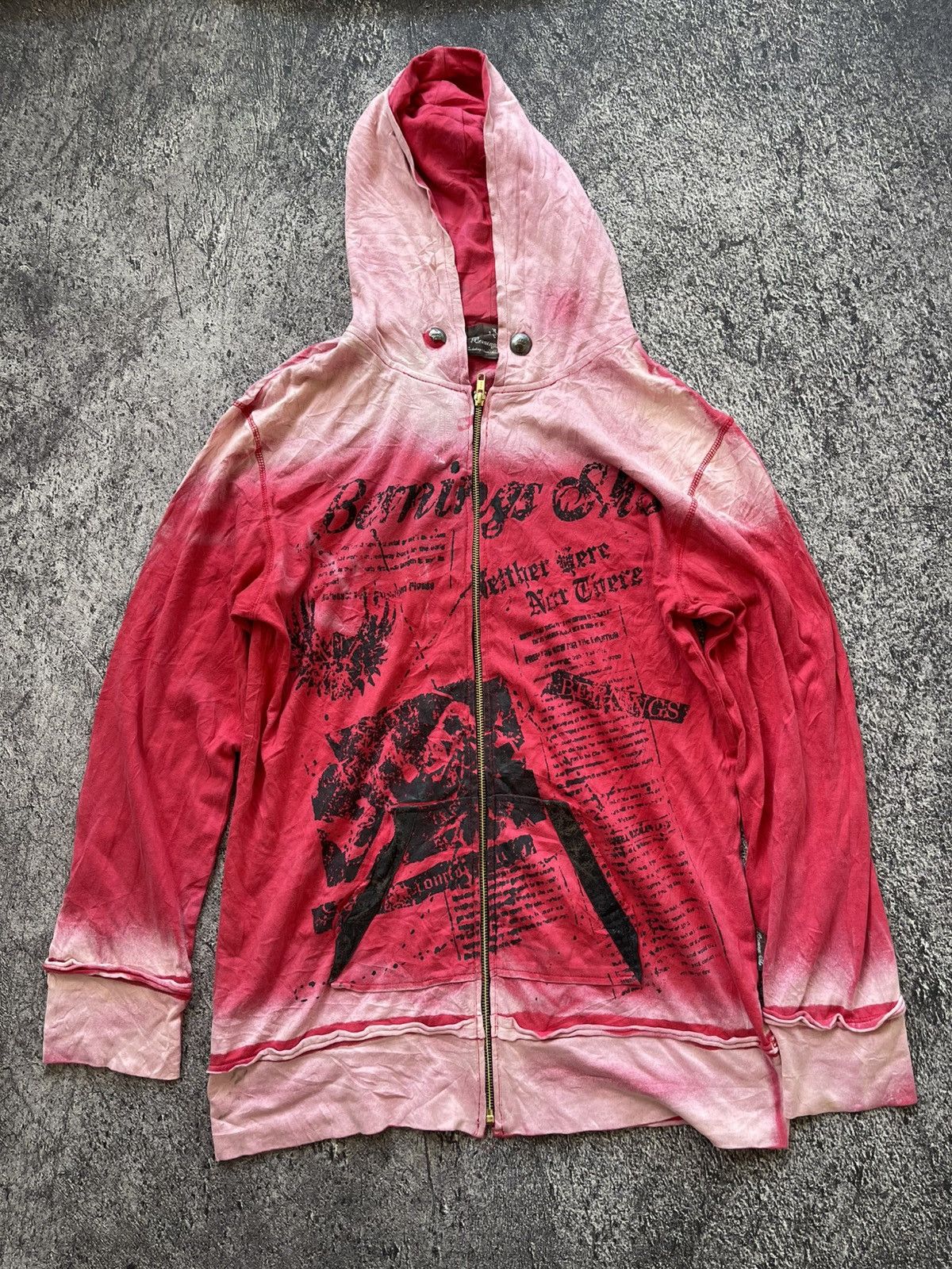Japanese Brand Y2k Berning sho skull grunge poem zip hoodie Size US L / EU 52-54 / 3 - 1 Thumbnail
