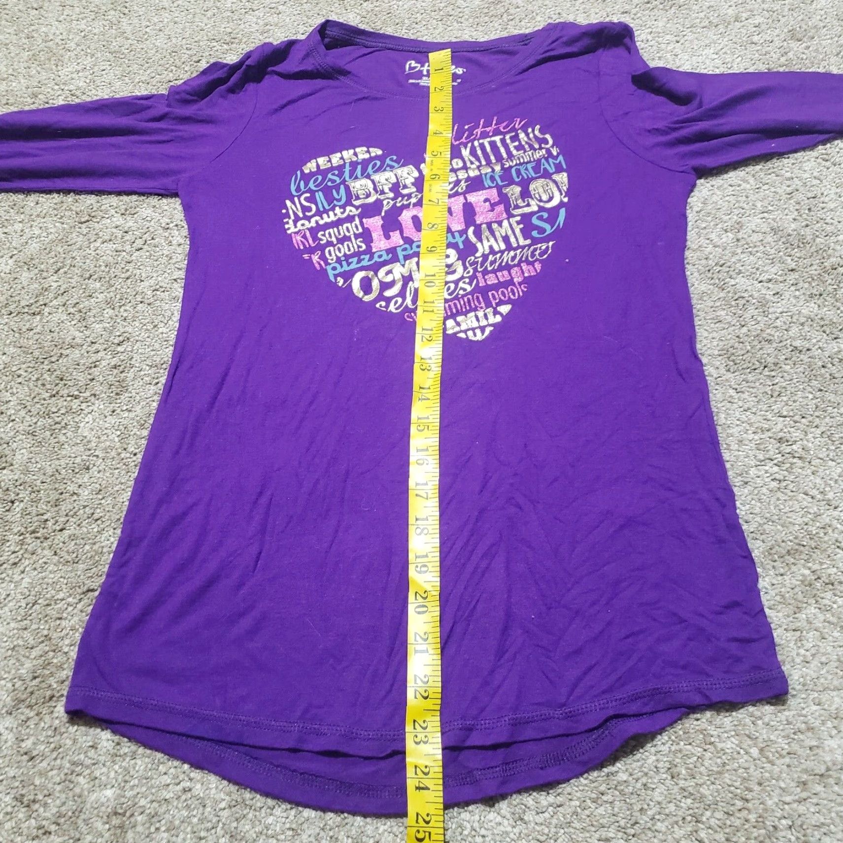Hanes Hanes Purple Love Heart Color Tee T-Shirt Long Sleeve Adult Women XL Extra Large Size XL / US 12-14 / IT 48-50 - 5 Thumbnail