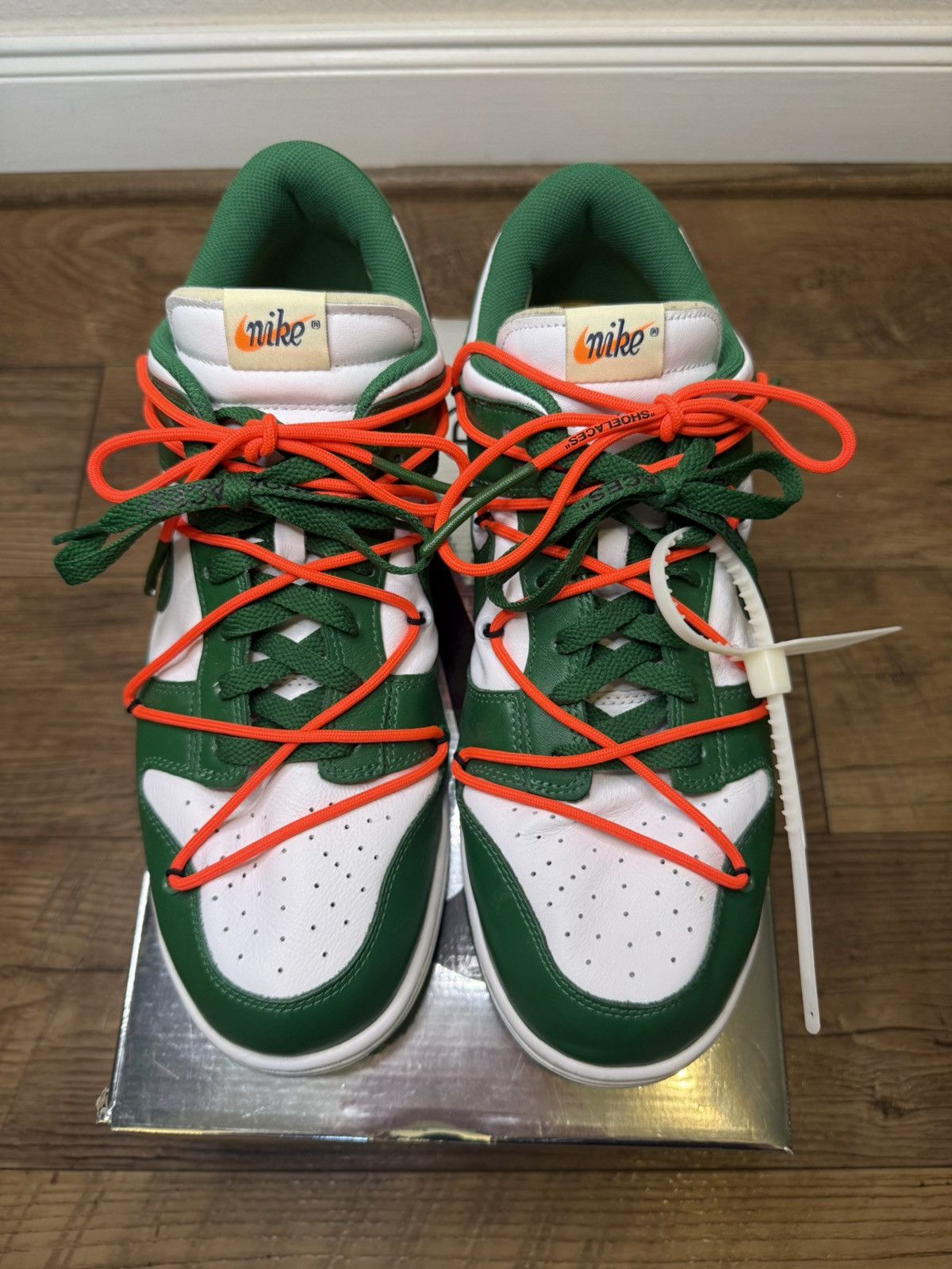 Nike × Off-White Nike Dunk Low Off-White Pine Green Size US 13 / EU 46 - 1 Thumbnail