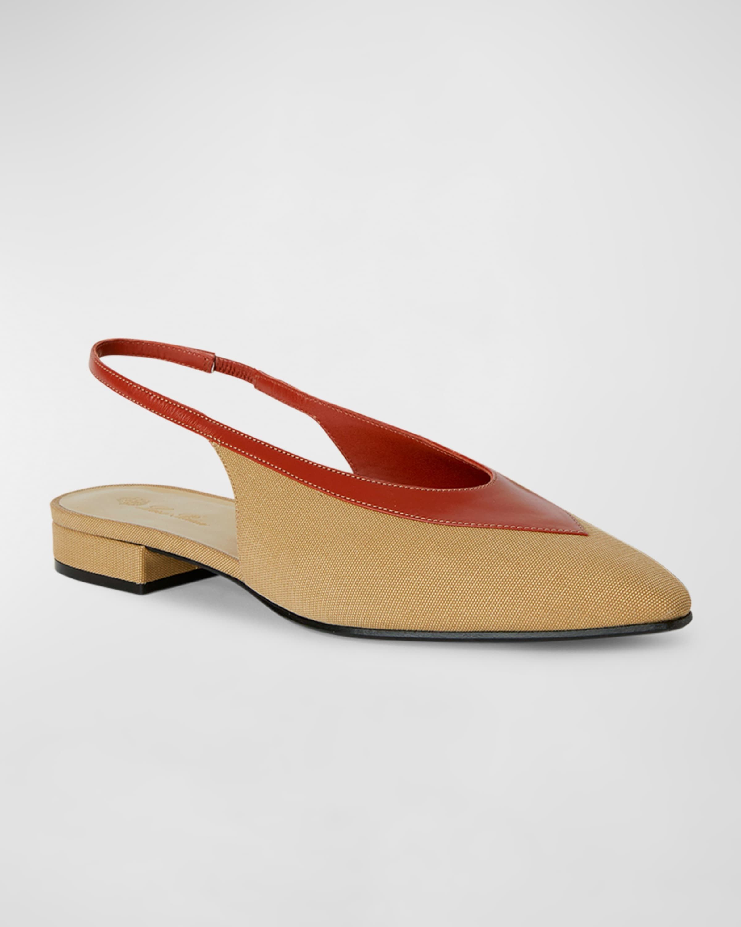 Loro Piana o1srvl11e0725 Rebecca Bicolor Slingback Flats Beige/Red Size US 8 / IT 38 - 5 Thumbnail