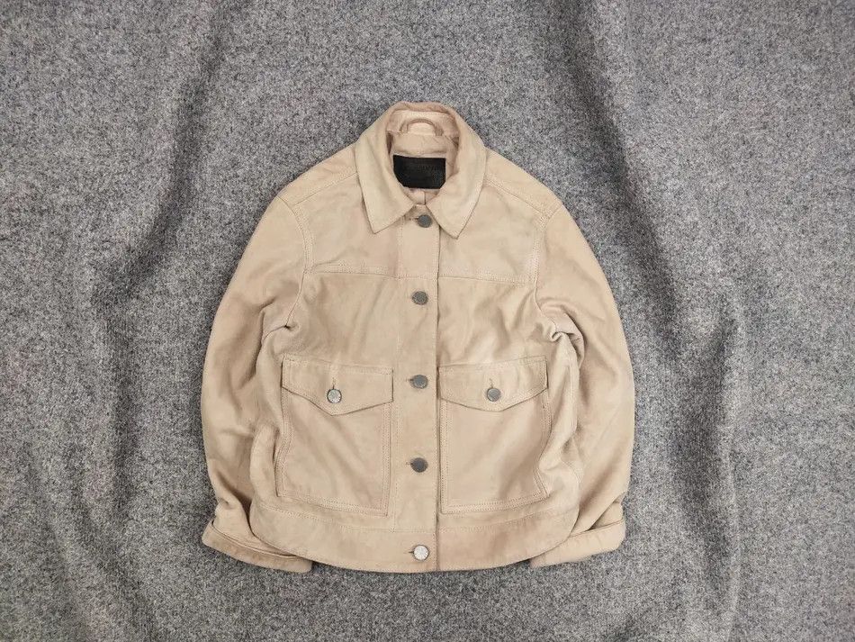 Allsaints Sukes Suede Leather Dusty Pink Beige Jacket