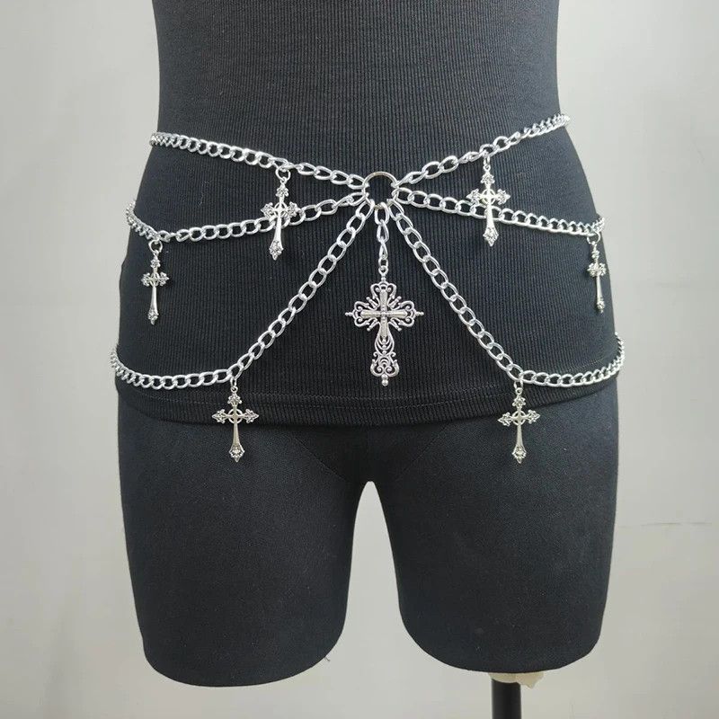 Jewelry Waist Chain Cross Layered Tassel Belly Chains Size ONE SIZE - 1 Thumbnail