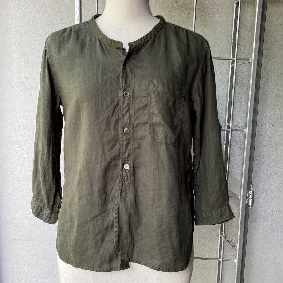 OMNIGOD OMNIGOD Dark Green Roll-Up Sleeve Blouse Size XS / US 0-2 / IT 36-38 - 19 Thumbnail