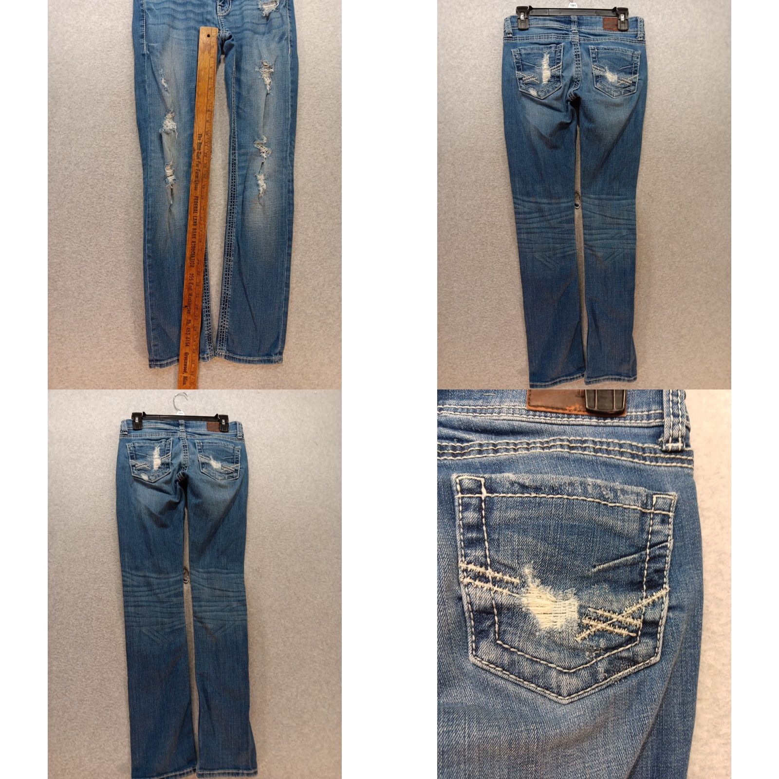 Vintage BKE Buckle Jeans Women's 26R 31.5L Stella Straight Stretch Denim Distressed Jeans Blue 5-Pocket Logo Button Zip Mens Womens Girls? Size 26" / US 2 / IT 38 - 8 Thumbnail
