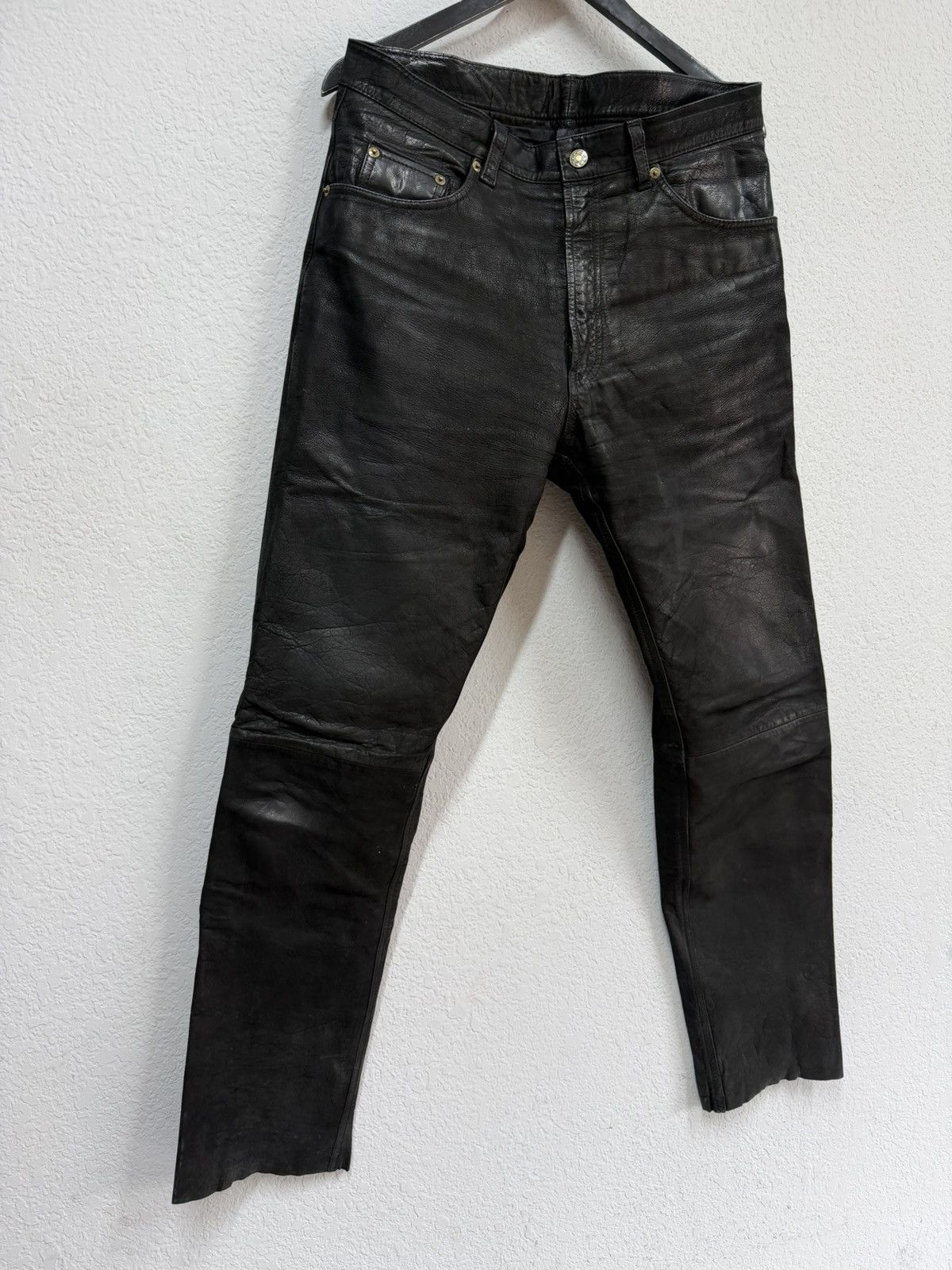 Hedi Slimane 🔥 Vintage Leather Pants 00s Italian Rock Noir Archive Grunge Size US 32 / EU 48 - 5 Thumbnail
