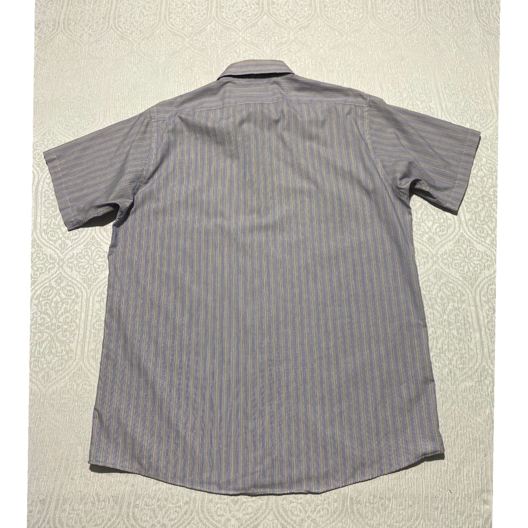 Arrow ARROW Mens Large Blue Stripe Poplin Wrinkle Free Short Sleeve Button Down Shirt Size US L / EU 52-54 / 3 - 3 Thumbnail