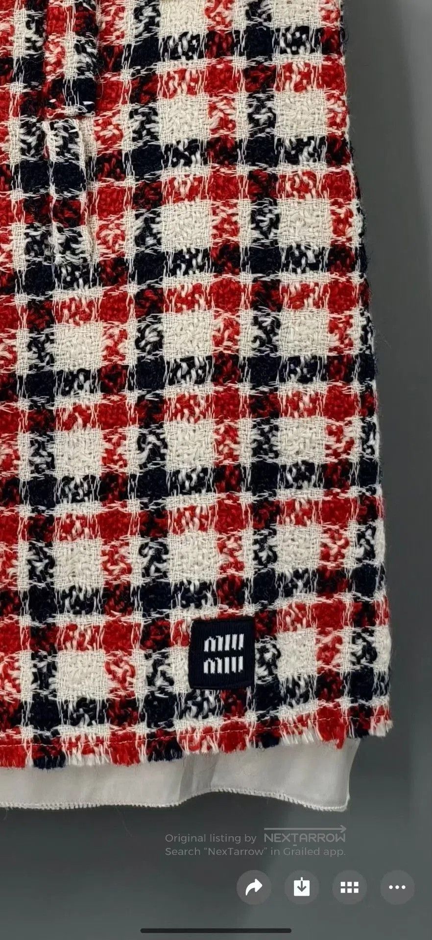 Miu Miu Miu Miu Red Black Checkered Woven Skirt. Size 39" - 7 Thumbnail