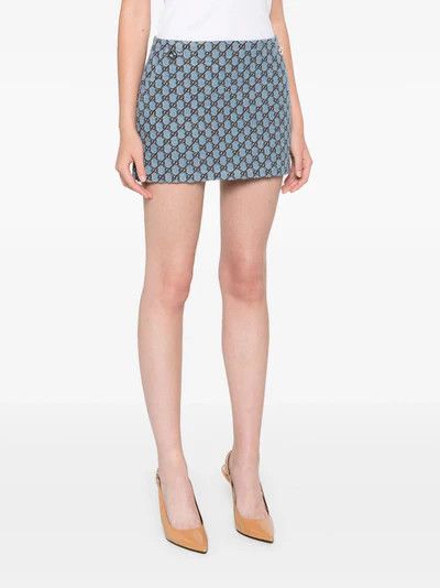 Gucci oc11z1125 Bouclé Wool Mini Skirt With GG Shadow in Blue Size 27" / US 4 / IT 40 - 5 Thumbnail