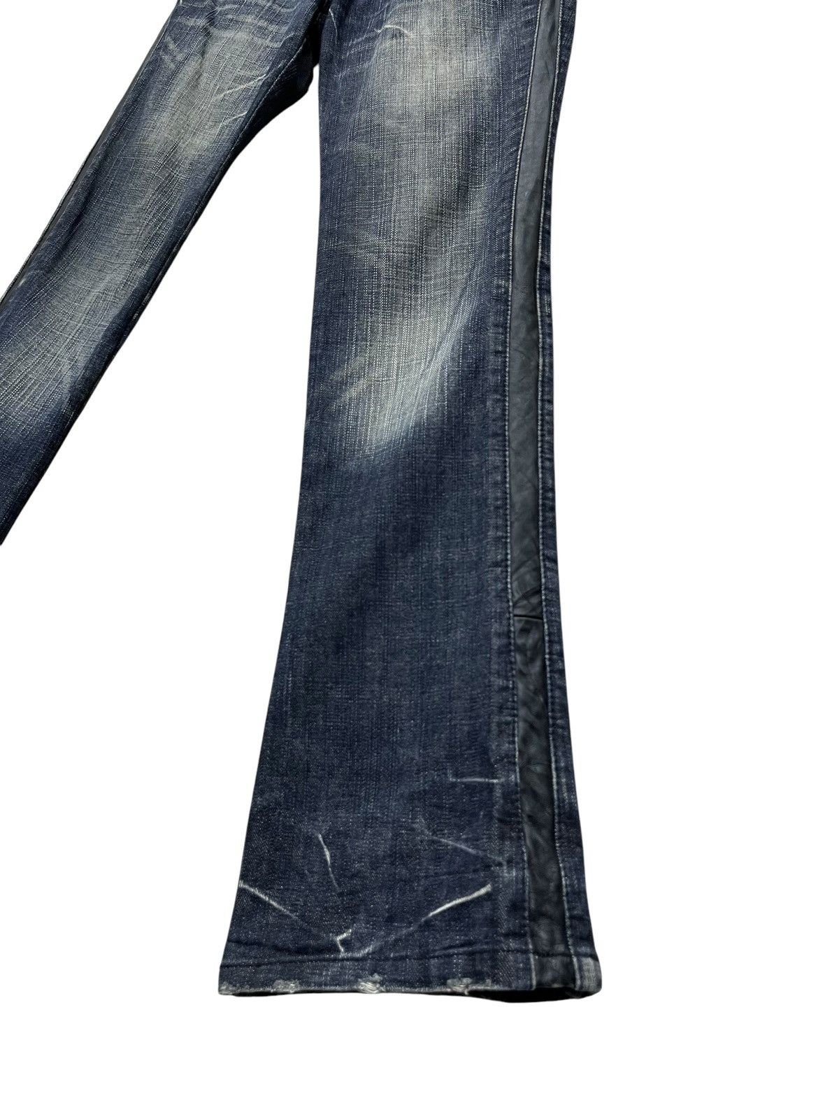 Morgan Homme 🔥VIntage MORGAN HOMME Side Seam Leather Mudwash Flare Denim Size US 30 / EU 46 - 8 Thumbnail