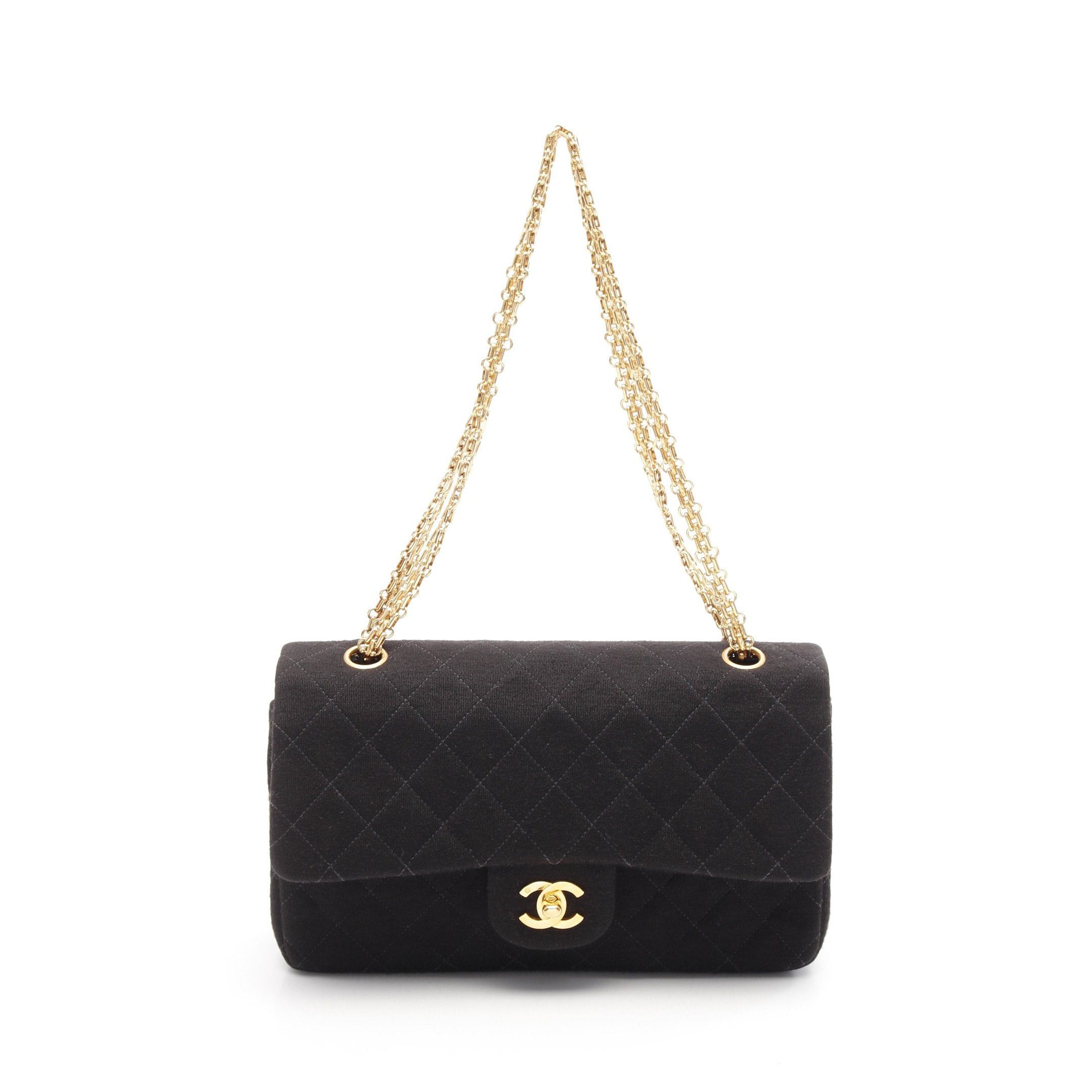 Chanel Chanel Matelasse Double Flap Double Chain Shoulder Bag Cotton Black Gold Hardware Size ONE SIZE - 1 Thumbnail