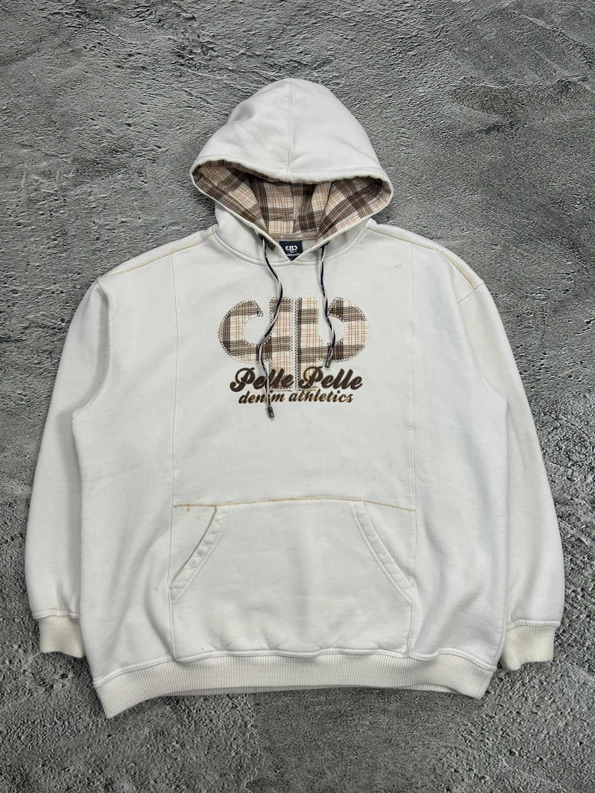 Marc Buchanan Pelle Pelle hoodie big logo 90s beige sweatshirt Size US XL / EU 56 / 4 - 1 Thumbnail