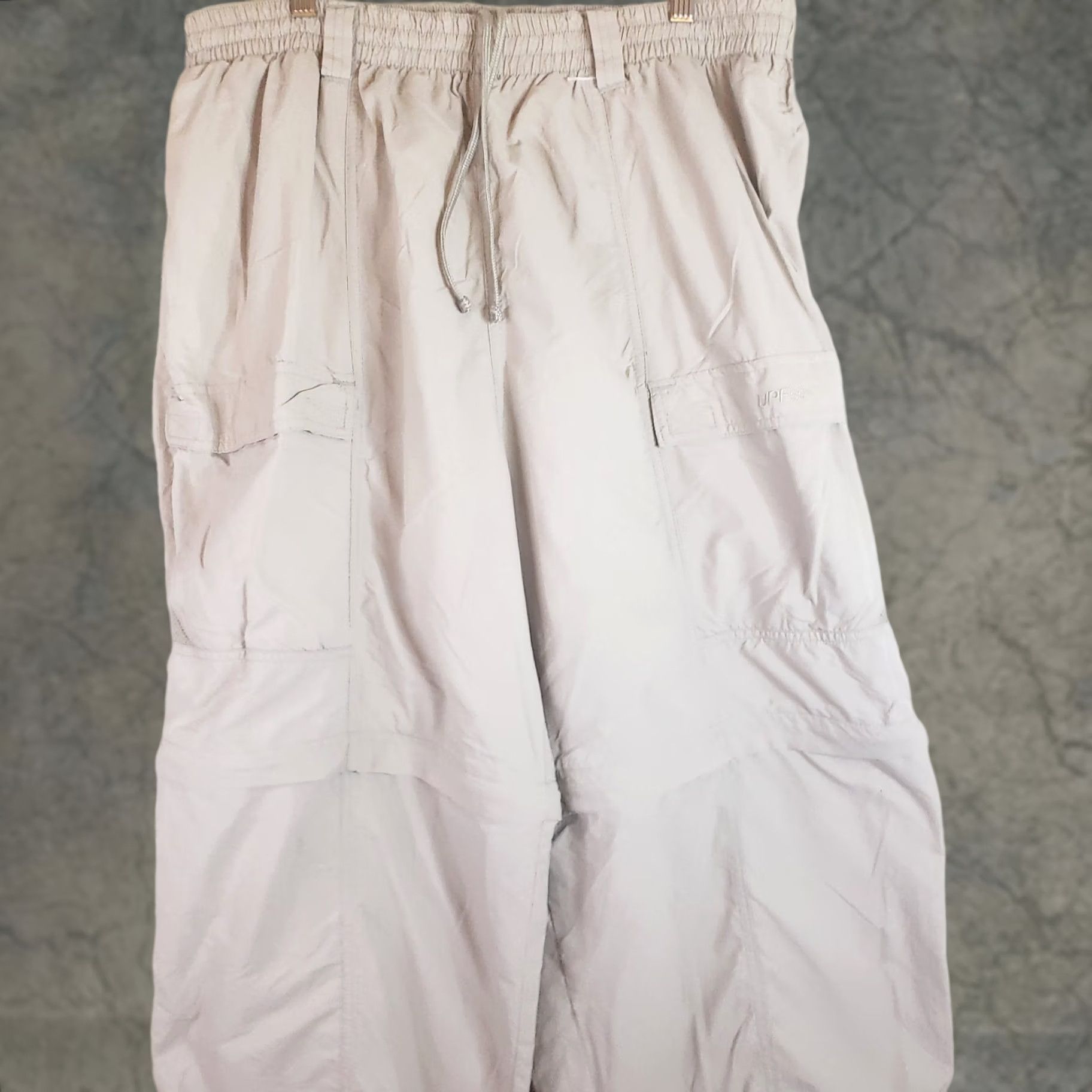 Columbia PFG Nylon Ripstop Convertible Pants Mens 2XL Beige Cargo 32" Inseam Regular Rise Straight Leg Buckle Button Zipper Pockets Shirt?