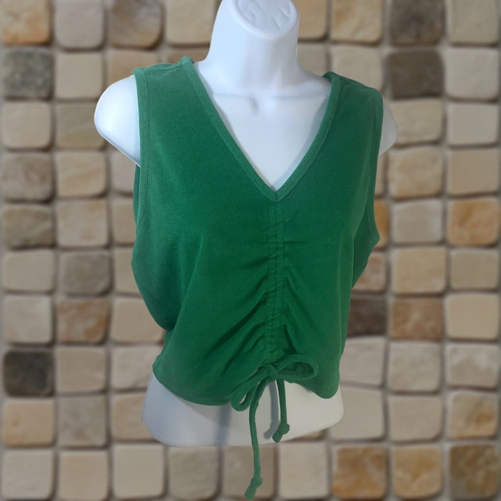 Juicy Couture Juicy Couture Palm Tree Sleeveless Top Women Medium Green V Neck NWT Crop Tank Regular Size S Sleeveless Cotton Polyester Tie Bottom Size S / US 4 / IT 40 - 1 Thumbnail