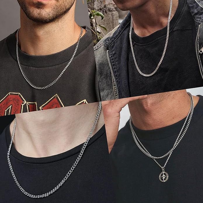 Other 5mm Cuban Link Chain Stainless Steel Necklace Men 18–30 Inch Size ONE SIZE - 3 Thumbnail