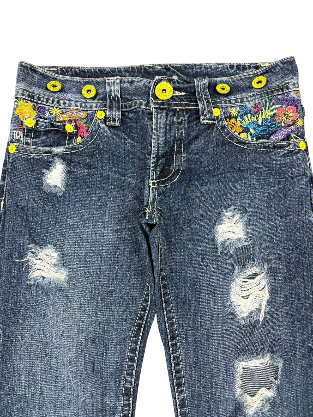 Other Vintage Japanese Brand Suspenders Crack Wash Distress Jeans Size 31" - 4 Thumbnail