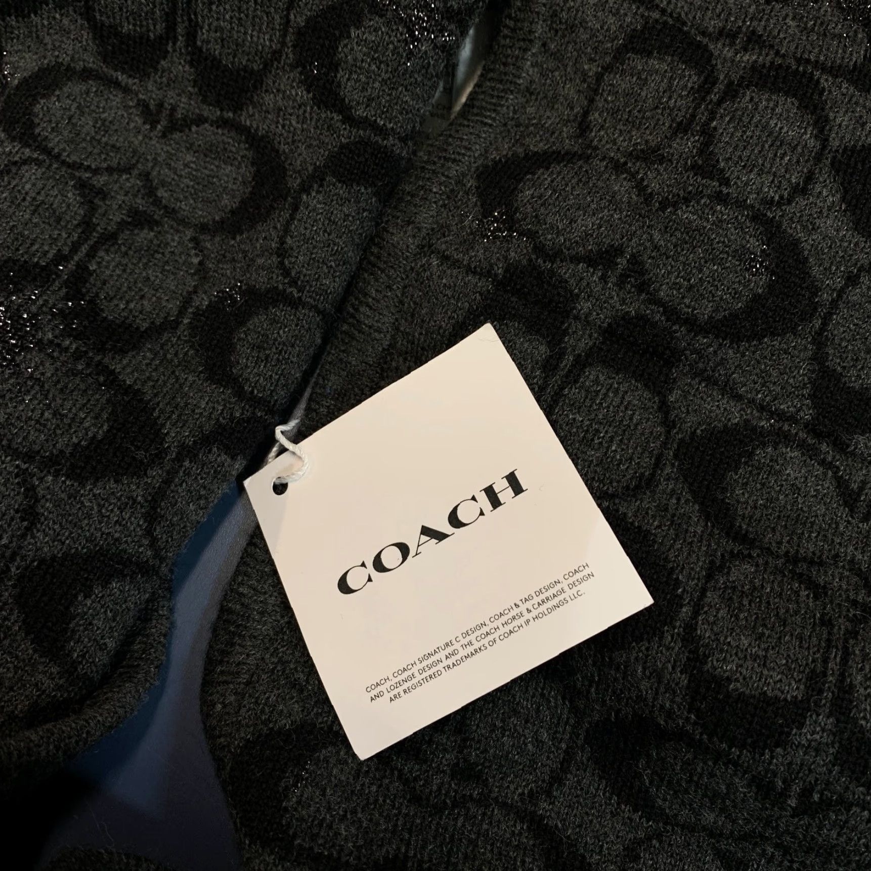 Coach VINTAGE Coach Infiniti Scarf Black Gray Wool Blend Monogram Knit Size ONE SIZE - 5 Thumbnail