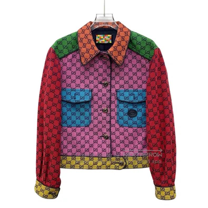 Gucci Gucci Colorful logo jacquad full print cotton lapel single Size XS / US 0-2 / IT 36-38 - 1 Thumbnail