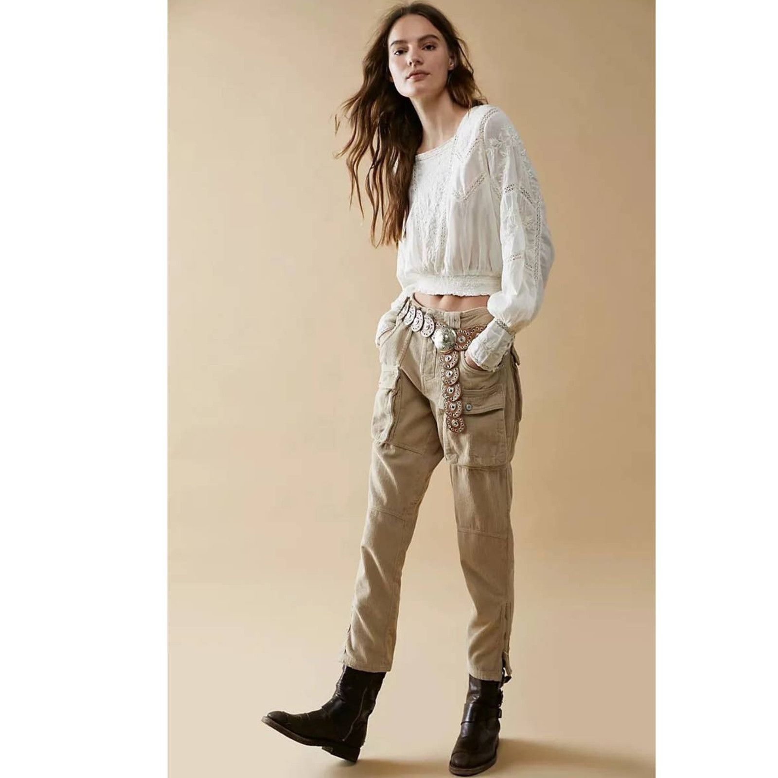 Free People New WTF London Calling Slouchy Cord Pants $198 SIZE 30 Size 30" / US 8 / IT 44 - 1 Thumbnail