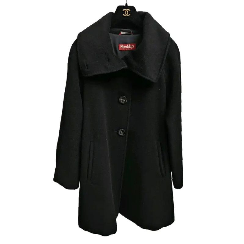 Max Mara MaxMara Women's Mid-Length Black Wool Coat 0089 Size M / US 6-8 / IT 42-44 - 1 Thumbnail