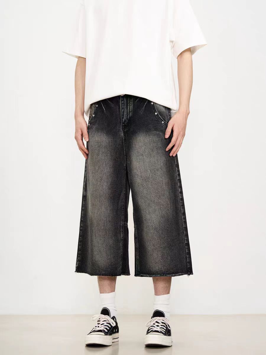 Japanese Brand × Vintage baggy washed retro studded denim shorts Size US 30 / EU 46 - 4 Thumbnail