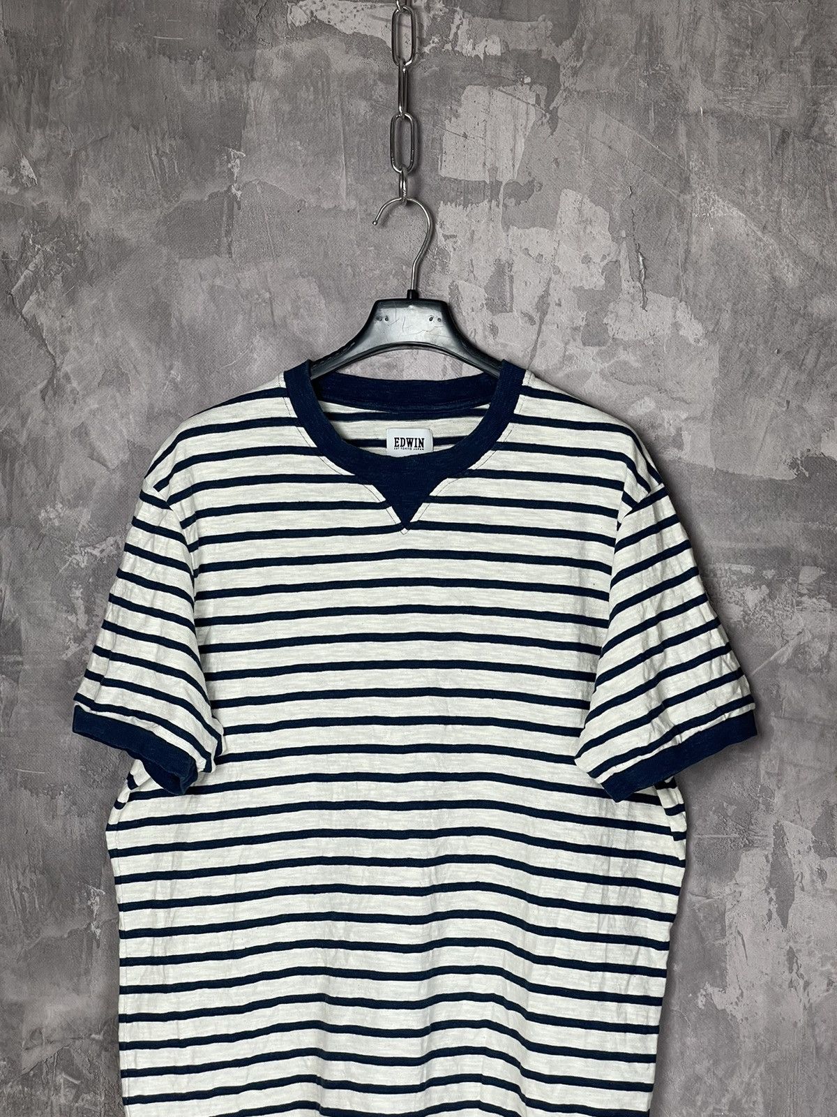 Edwin × Japanese Brand × Vintage Vintage T-Shirt Edwin Japanese Brand Striped Y2K Size US L / EU 52-54 / 3 - 2 Thumbnail