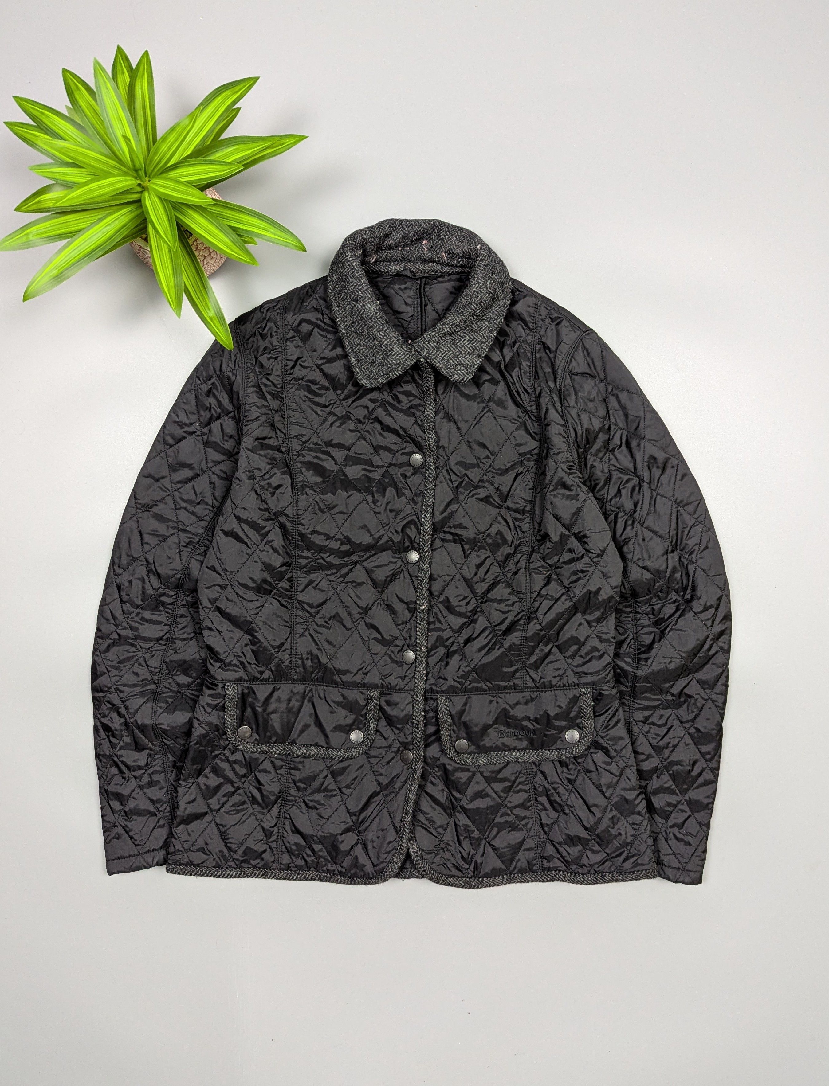 Barbour BARBOUR Women’s Vintage Tweed Quilted Jacket Size L / US 10 / IT 46 - 1 Thumbnail