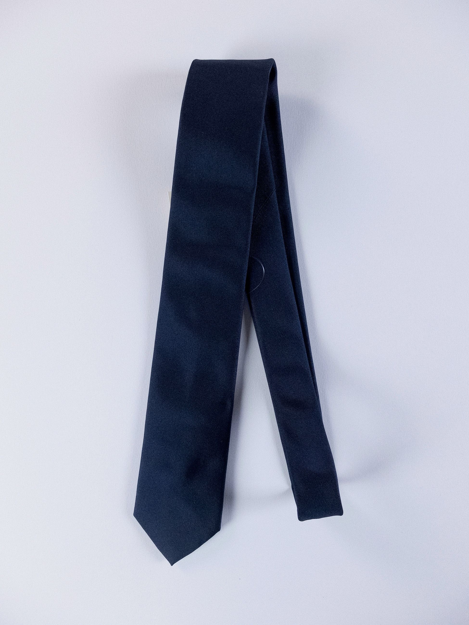 Ermenegildo Zegna ZEGNA narrow width solid navy blue silk tie authentic Size ONE SIZE - 1 Thumbnail