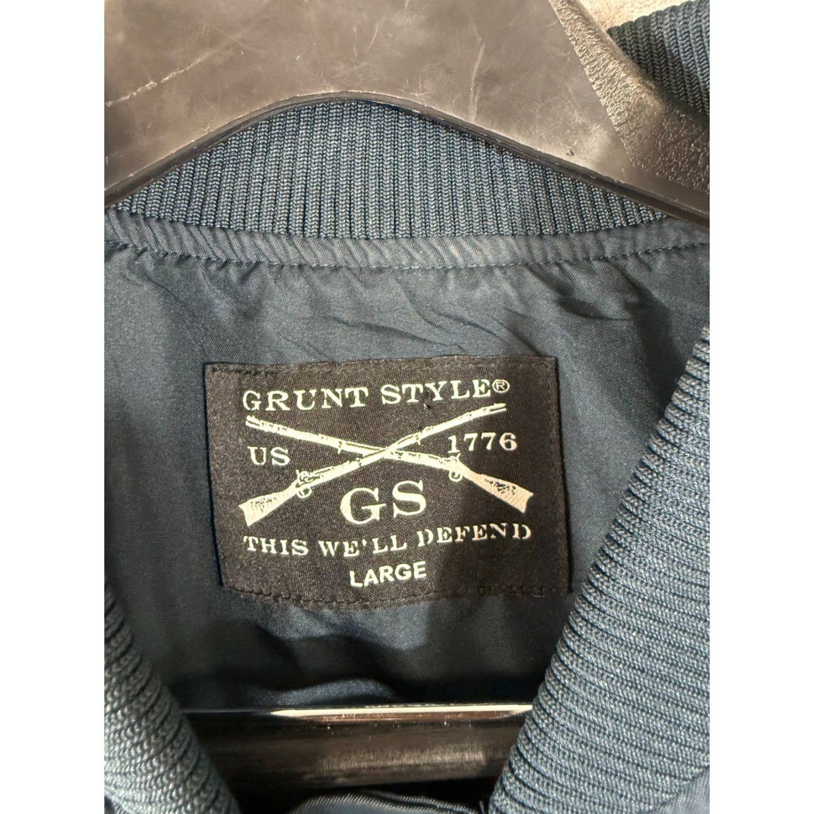 Vintage Grunt Style Bomber Jacket Women L Navy Full Zip Lined Patches Size L / US 10 / IT 46 - 6 Thumbnail