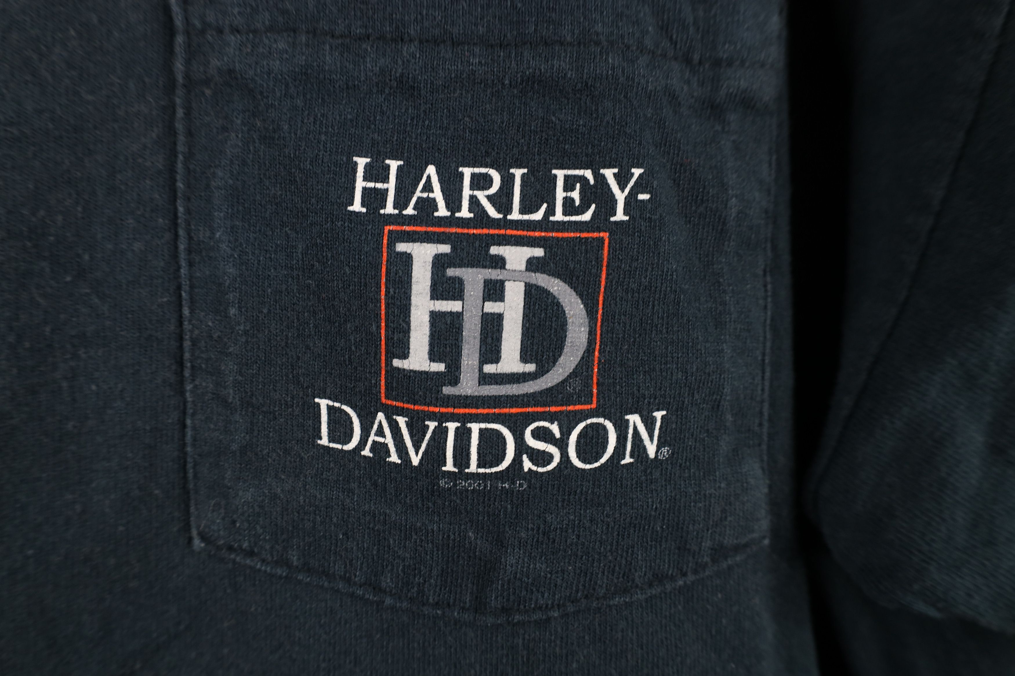 Harley Davidson Vintage Y2K 2001 Harley Davidson Polo Shirt Black USA Size US XL / EU 56 / 4 - 4 Thumbnail