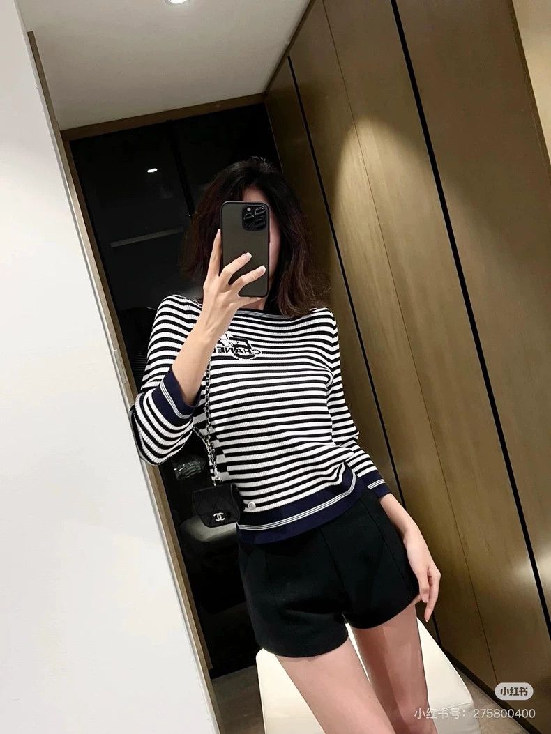 Chanel Chanel Blue and white striped knitted top Size XS / US 0-2 / IT 36-38 - 9 Thumbnail